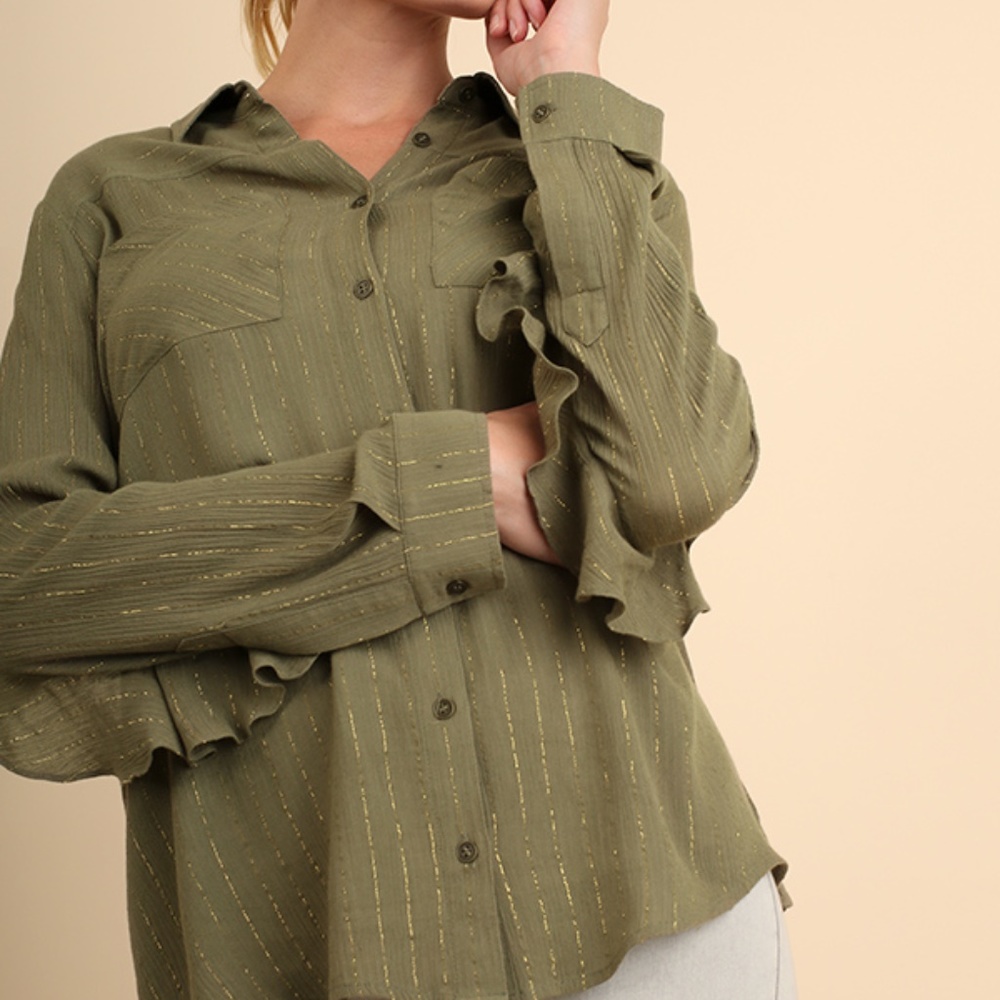 UMGEE Striped Button Up Top